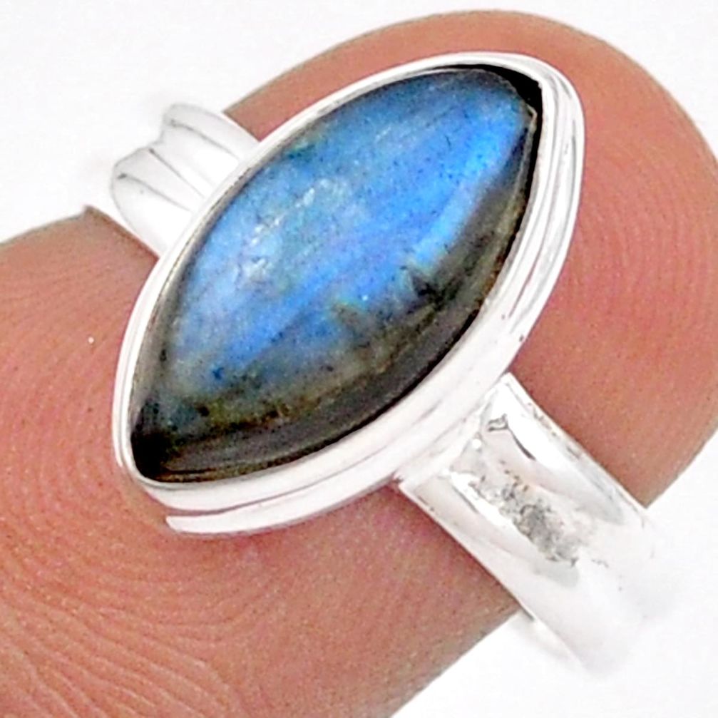 6.27cts solitaire natural blue labradorite 925 sterling silver ring size 7 u2416
