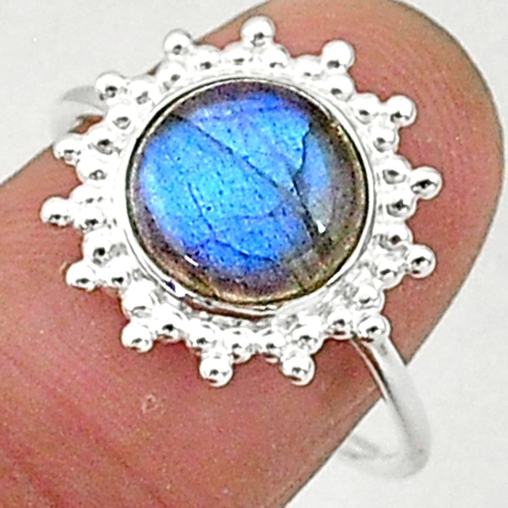 4.63cts solitaire natural blue labradorite 925 sterling silver ring size 8 t1590