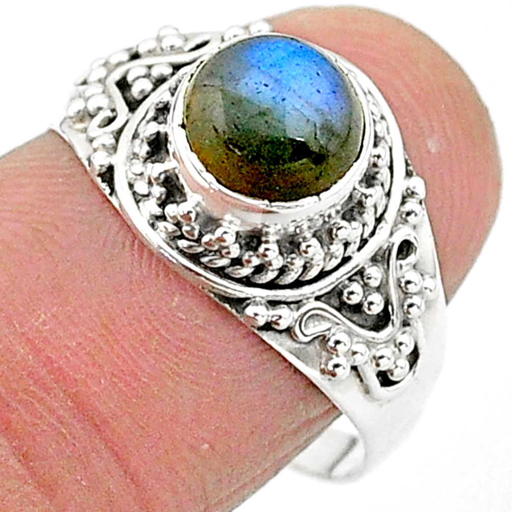 2.43cts solitaire natural blue labradorite 925 sterling silver ring size 8 t3545