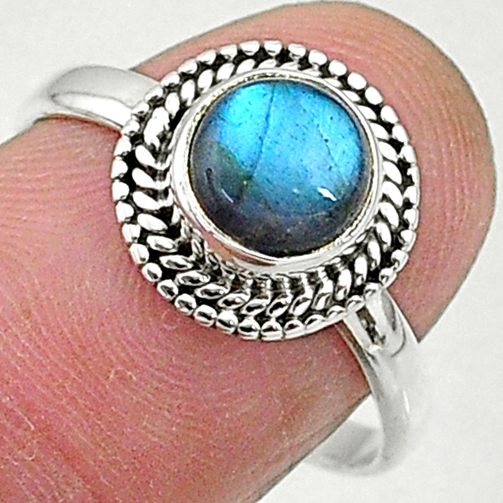 2.40cts solitaire natural blue labradorite 925 sterling silver ring size 8 t5057