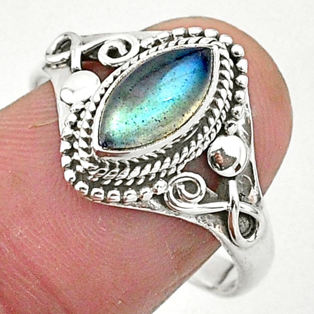 2.58cts solitaire natural blue labradorite 925 sterling silver ring size 9 t3637