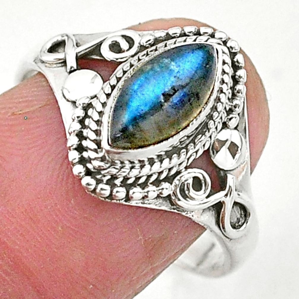 2.53cts solitaire natural blue labradorite 925 sterling silver ring size 9 t3660