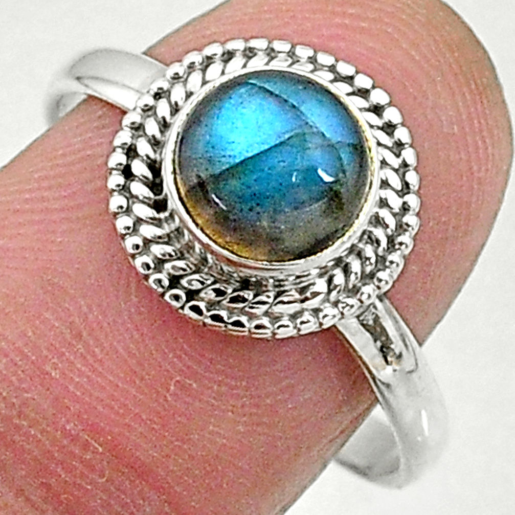 2.46cts solitaire natural blue labradorite 925 sterling silver ring size 9 t5058