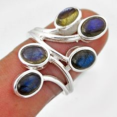 7.36cts solitaire natural blue labradorite oval 925 silver ring size 6.5 n35379