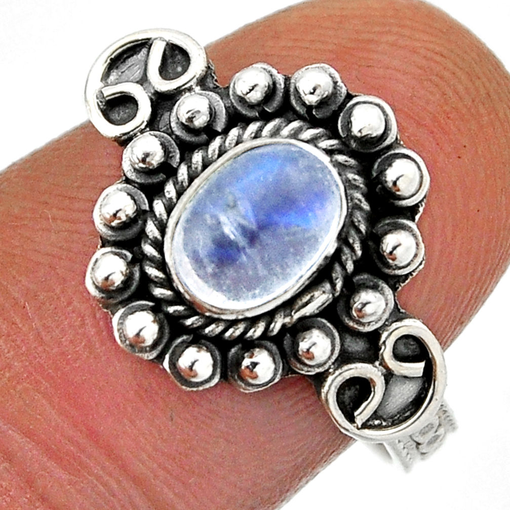 1.45cts solitaire natural blue labradorite oval 925 silver ring size 7 n43018