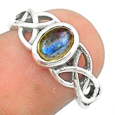 1.54cts solitaire natural blue labradorite oval 925 silver ring size 7 u23864