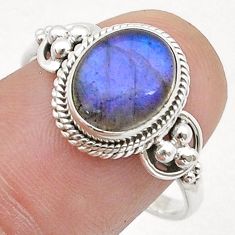 4.07cts solitaire natural blue labradorite oval 925 silver ring size 9 u62742