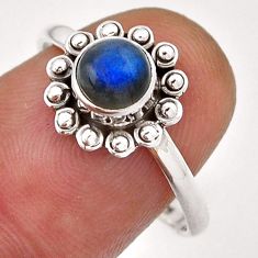1.12cts solitaire natural blue labradorite round 925 silver ring size 8.5 n47157