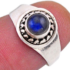 1.02cts solitaire natural blue labradorite round 925 silver ring size 6.5 n50059