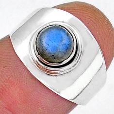 1.06cts solitaire natural blue labradorite round 925 silver ring size 6 y18568