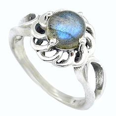 2.46cts solitaire natural blue labradorite round 925 silver ring size 7.5 u56299