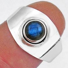 1.06cts solitaire natural blue labradorite round 925 silver ring size 7.5 y18562