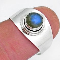 1.07cts solitaire natural blue labradorite round 925 silver ring size 7.5 y18572