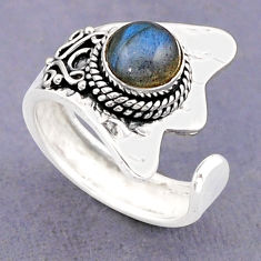 2.41cts solitaire natural blue labradorite silver adjustable ring size 6 n1910