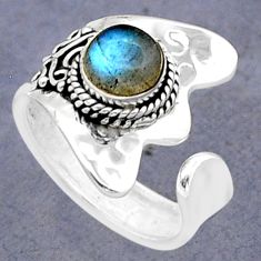 2.35cts solitaire natural blue labradorite silver adjustable ring size 8 u89391