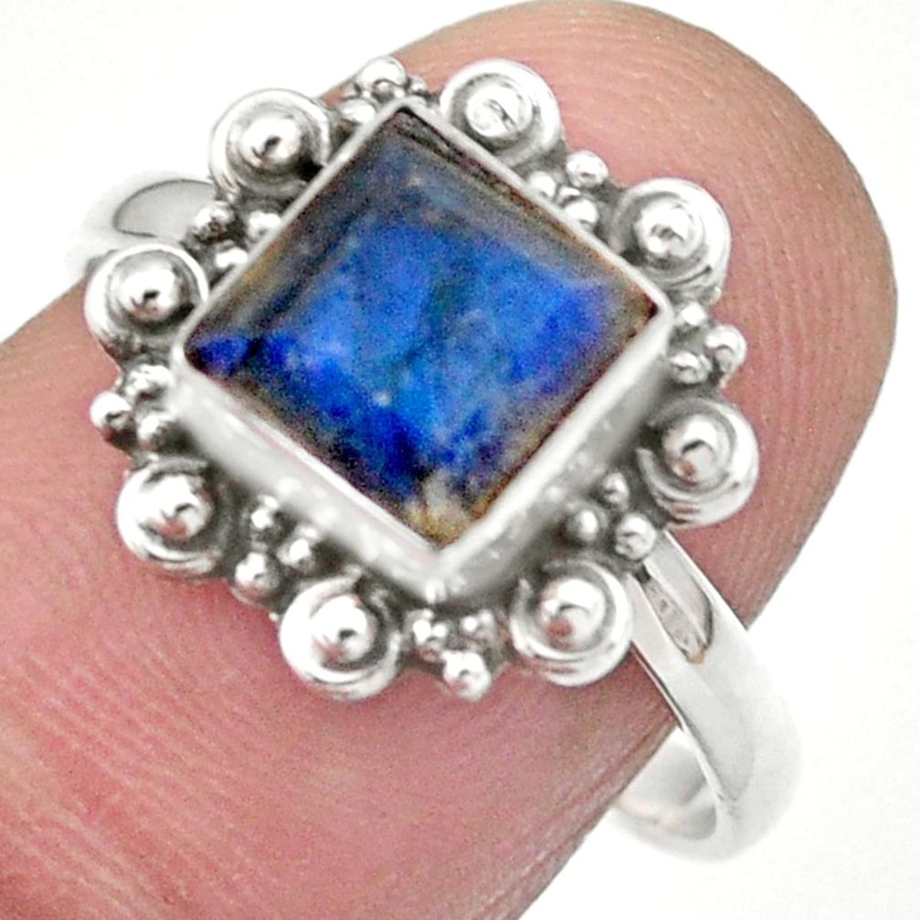 2.39cts solitaire natural blue labradorite square silver ring size 8.5 u13131