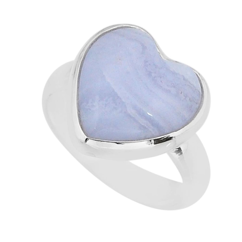 8.78cts solitaire natural blue lace agate 925 sterling silver ring size 6 y72182