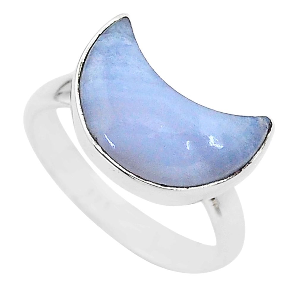 5.54cts moon natural blue lace agate 925 sterling silver ring size 7 t22055