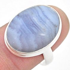 13.27cts solitaire natural blue lace agate oval 925 silver ring size 8 u47562