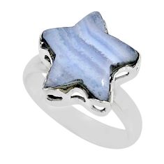 7.60cts solitaire natural blue lace agate silver star fish ring size 8 y55265