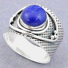 5.27cts solitaire natural blue lapis lazuli 925 silver band ring size 8 u29511
