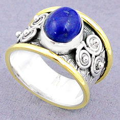 4.57cts solitaire natural blue lapis lazuli 925 silver band ring size 8 u29577