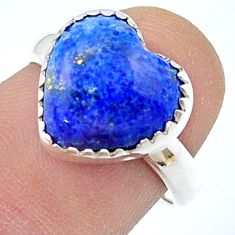 5.64cts solitaire natural blue lapis lazuli 925 silver heart ring size 7 u45927