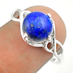 2.73cts solitaire natural blue lapis lazuli 925 silver mens ring size 8 u24490