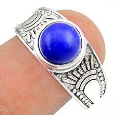 3.52cts solitaire natural blue lapis lazuli 925 silver mens ring size 9 u24161