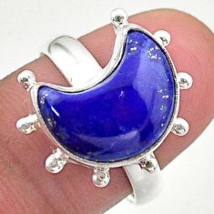 5.11cts solitaire natural blue lapis lazuli 925 silver moon ring size 8 t47802