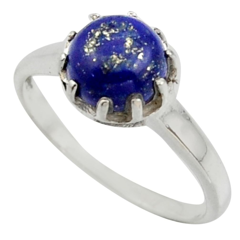 2.73cts solitaire natural blue lapis lazuli 925 silver ring size 7.5 r41962