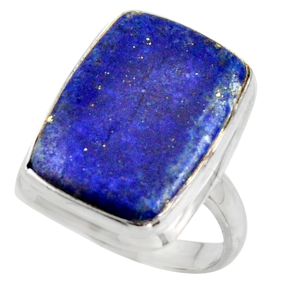 15.44cts solitaire natural blue lapis lazuli 925 silver ring size 7.5 r41986