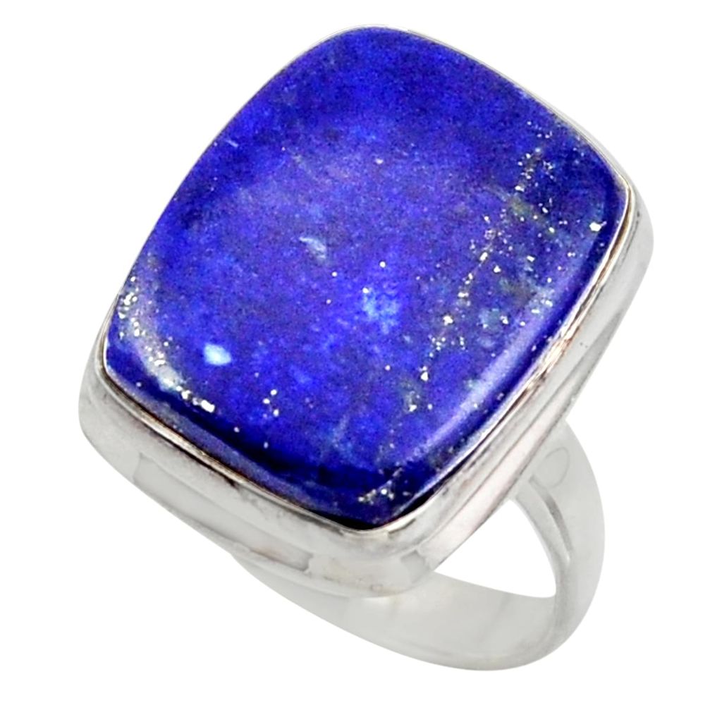 16.15cts solitaire natural blue lapis lazuli 925 silver ring size 7.5 r41988