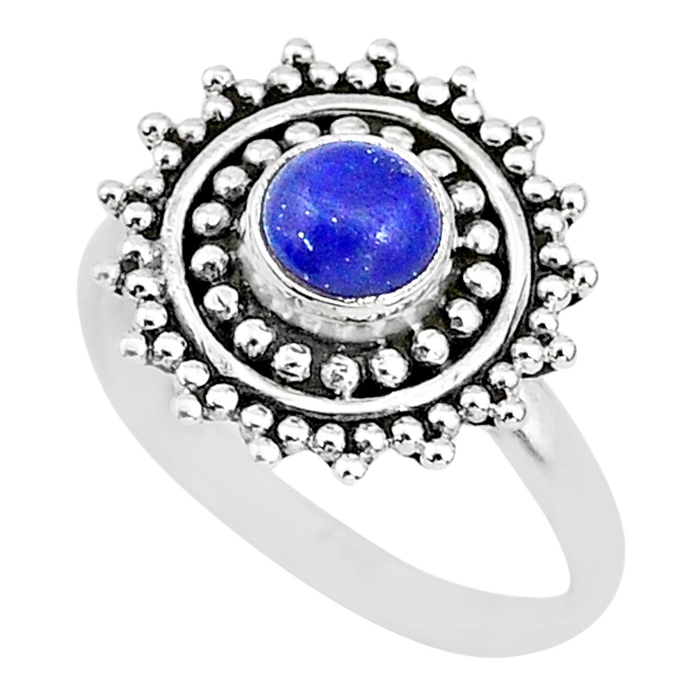 0.86cts solitaire natural blue lapis lazuli 925 silver ring size 5 t3145