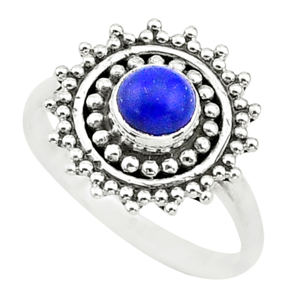 0.81cts solitaire natural blue lapis lazuli 925 silver ring size 5 t3645