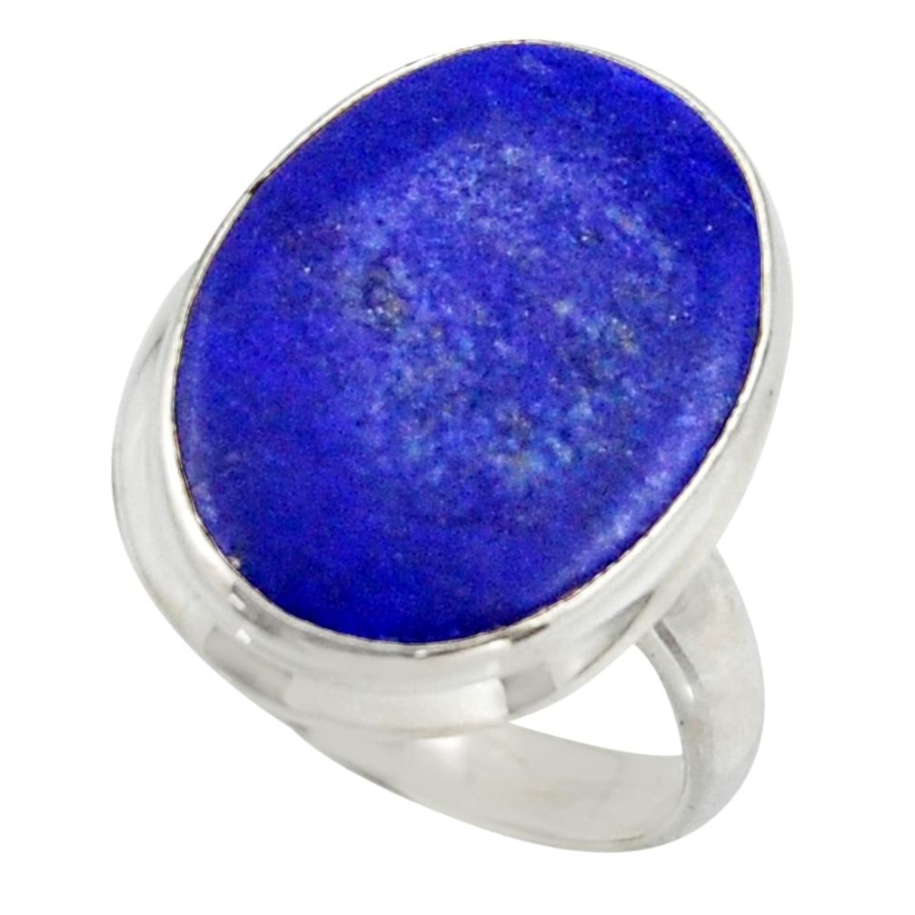 14.72cts solitaire natural blue lapis lazuli 925 silver ring size 7 r41983