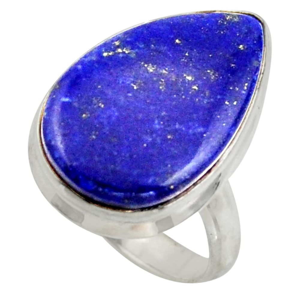 16.54cts solitaire natural blue lapis lazuli 925 silver ring size 7 r41989