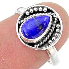 2.45cts solitaire natural blue lapis lazuli 925 silver ring size 7 t28370