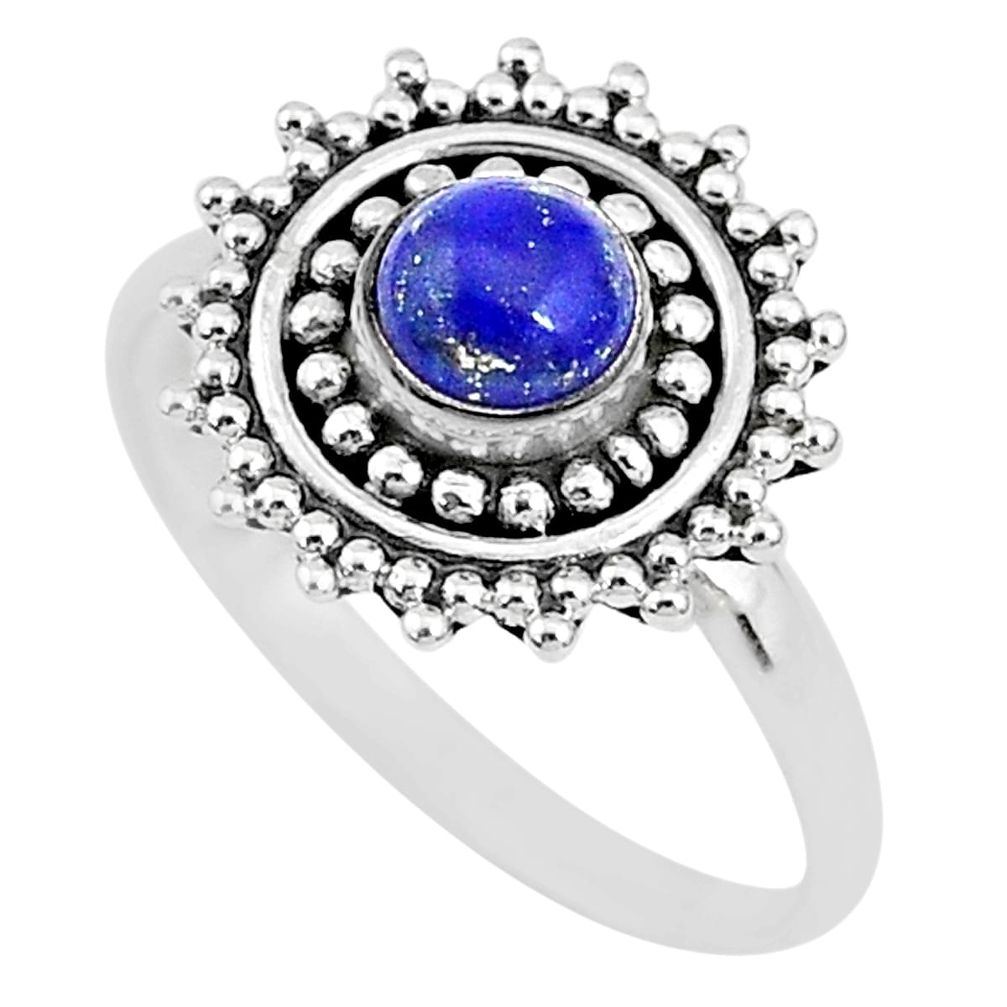 0.86cts solitaire natural blue lapis lazuli 925 silver ring size 7 t3141