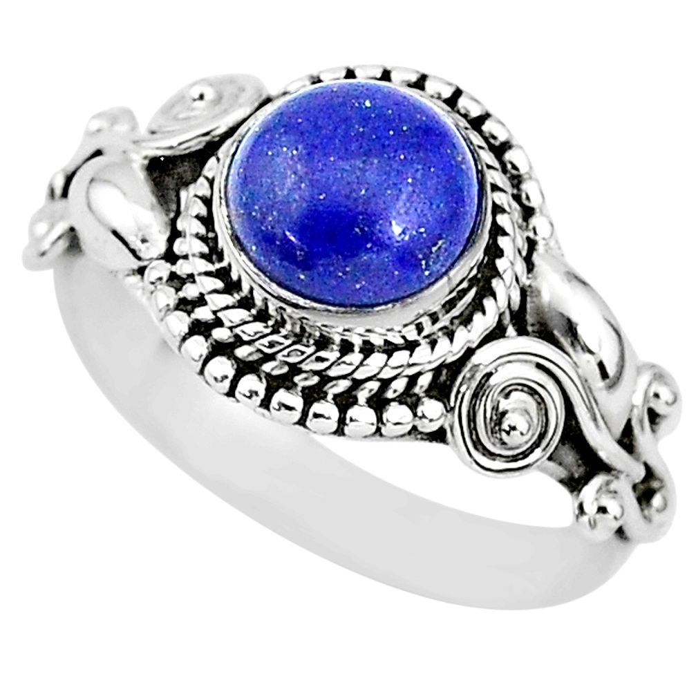 2.72cts solitaire natural blue lapis lazuli 925 silver ring size 7 t3147