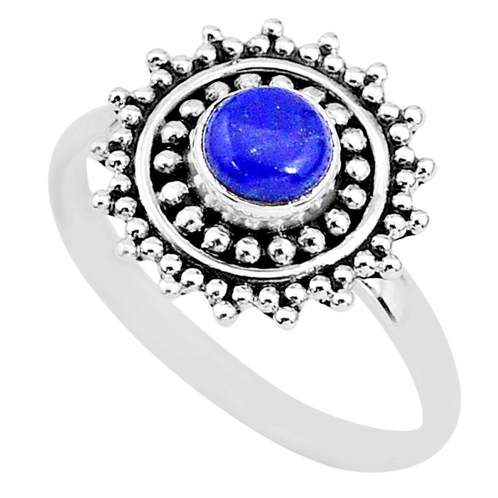 0.87cts solitaire natural blue lapis lazuli 925 silver ring size 7 t3155