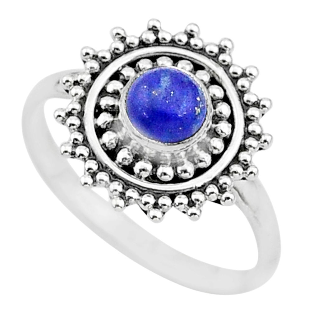 0.79cts solitaire natural blue lapis lazuli 925 silver ring size 7 t3646