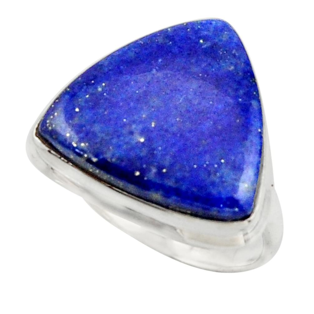 16.06cts solitaire natural blue lapis lazuli 925 silver ring size 8 r41984