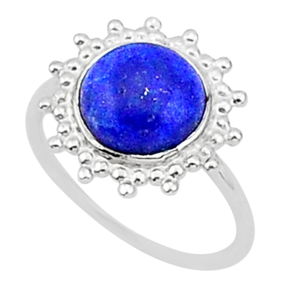 2.15cts solitaire natural blue lapis lazuli 925 silver ring size 8 t1605