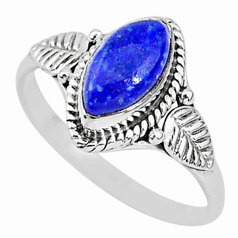 2.84cts solitaire natural blue lapis lazuli 925 silver ring size 8 t3148