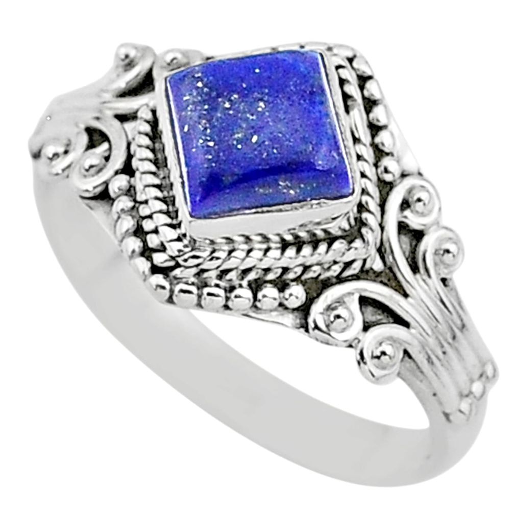 1.17cts solitaire natural blue lapis lazuli 925 silver ring size 8 t3641