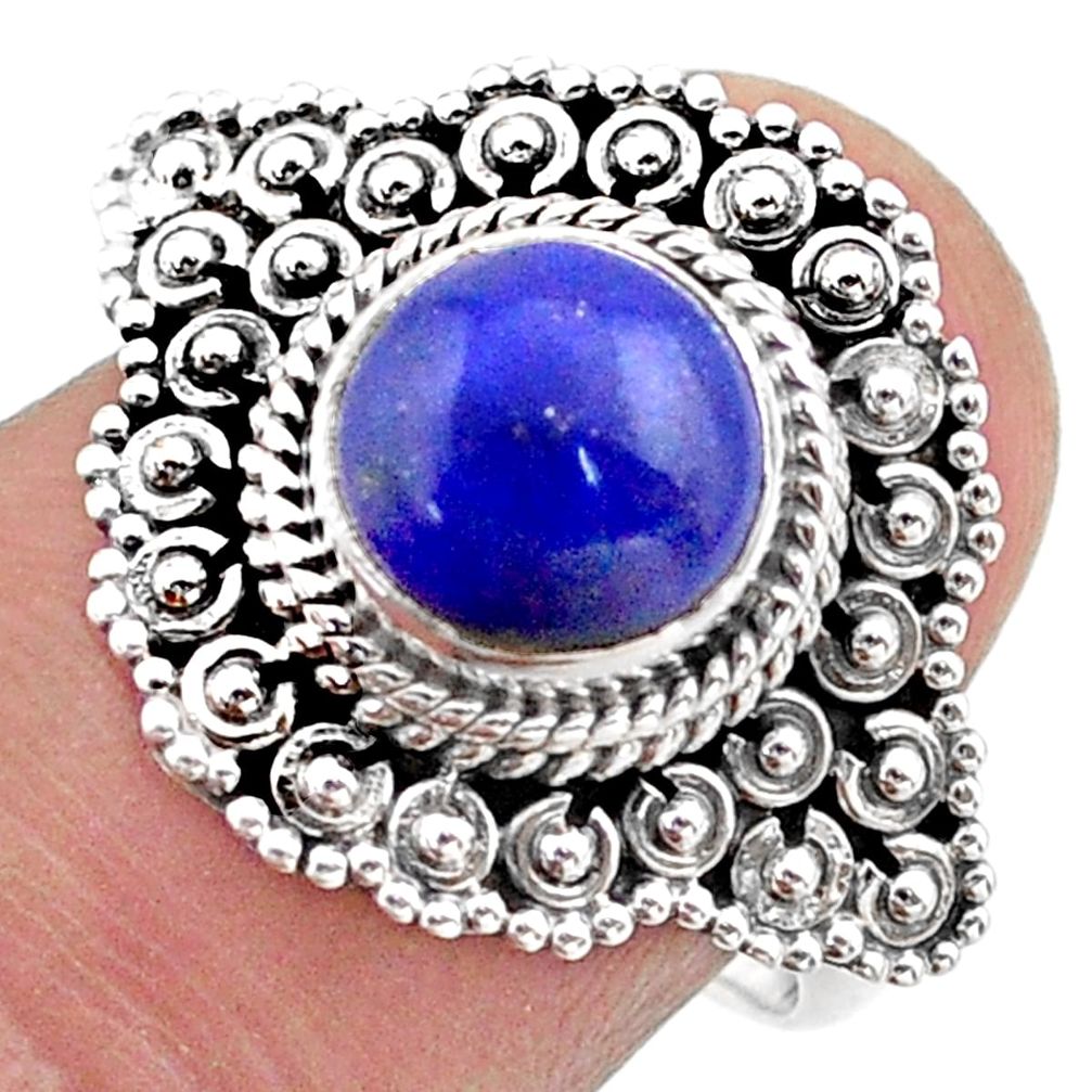 3.48cts solitaire natural blue lapis lazuli 925 silver ring size 8 t46132