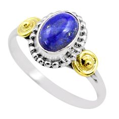 2.21cts solitaire natural blue lapis lazuli 925 silver ring size 8 t79310