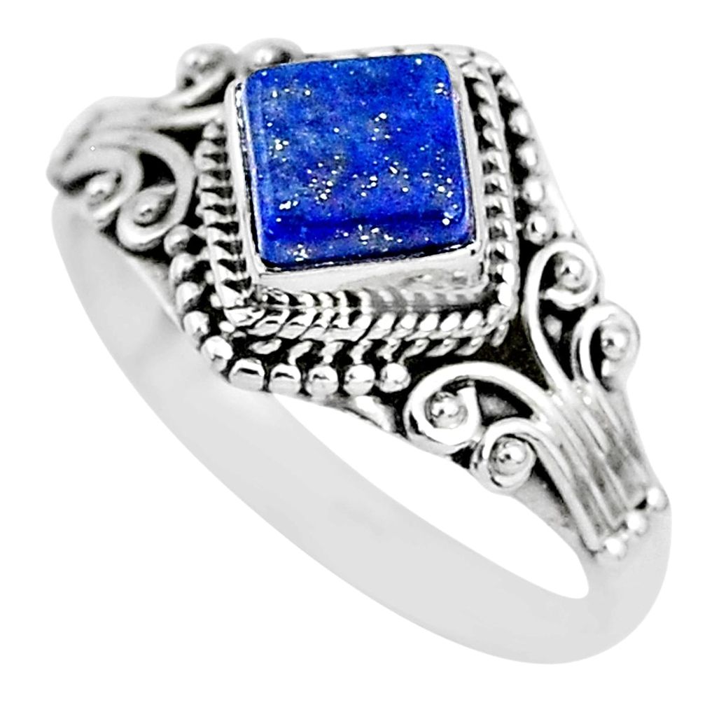 1.16cts solitaire natural blue lapis lazuli 925 silver ring size 9 t3152