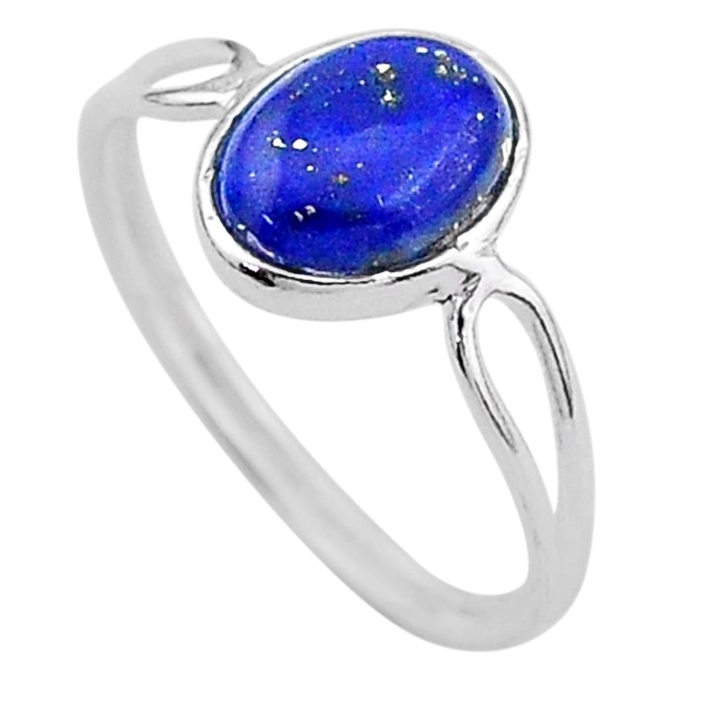 3.91cts solitaire natural blue lapis lazuli 925 silver ring size 5.5 t1628